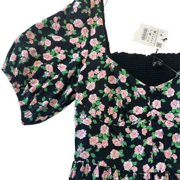 NWT Zara Floral Print Puff Sleeve Crop Top - Picture 5 of 12